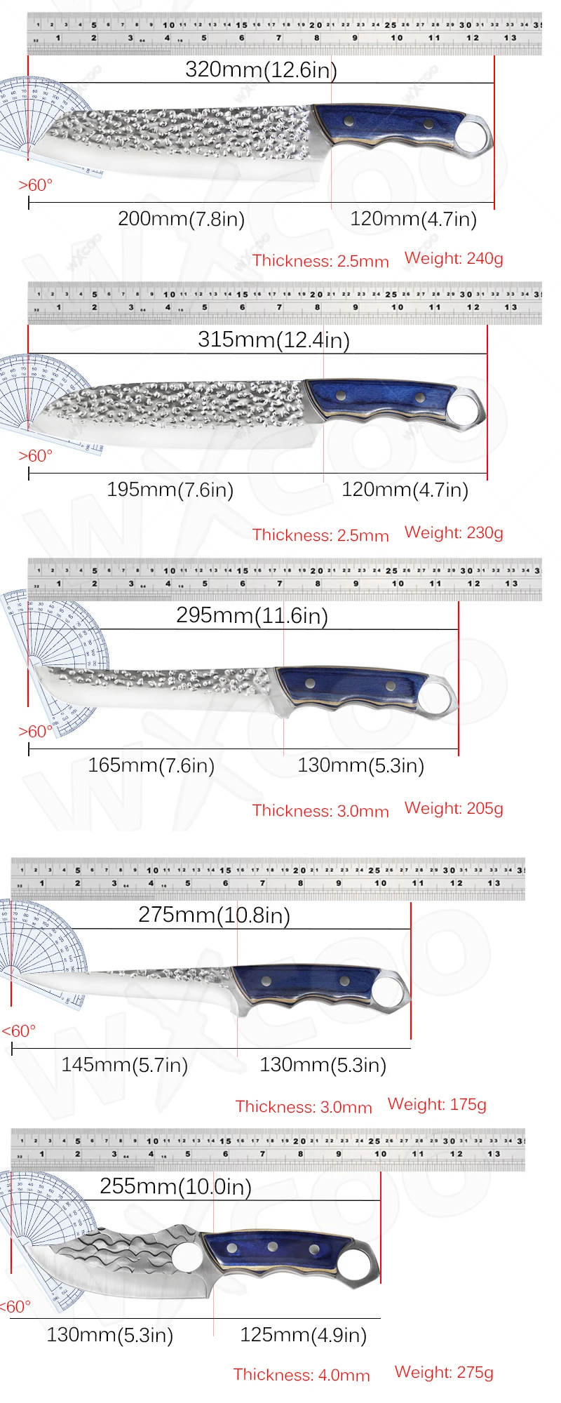 WXCOO Vegetable and Meat Cutting Knife Sharp Chicken Bone Scissors Multi-purpose Kitchen Knives with Optional Knife Holder