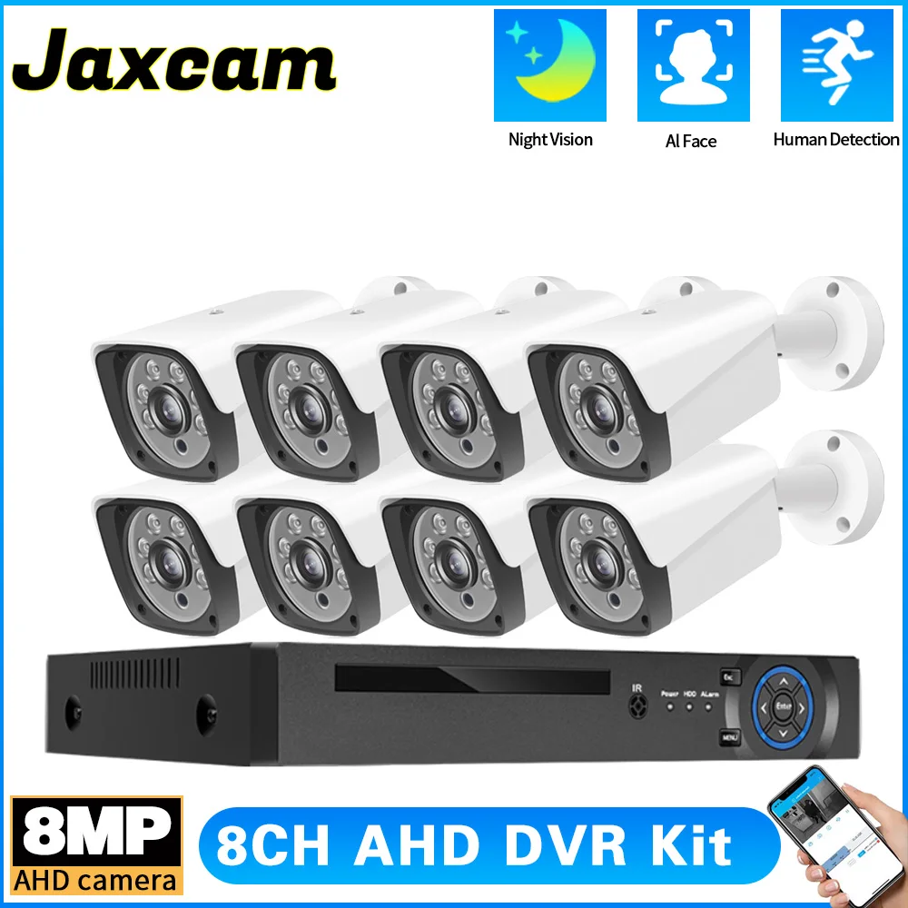 

Outdoor 8CH Security Kit 4K AHD DVR Kit Face Detection Waterproof Camera 8MP CCTV Video Surveillance Security Camera System Kit