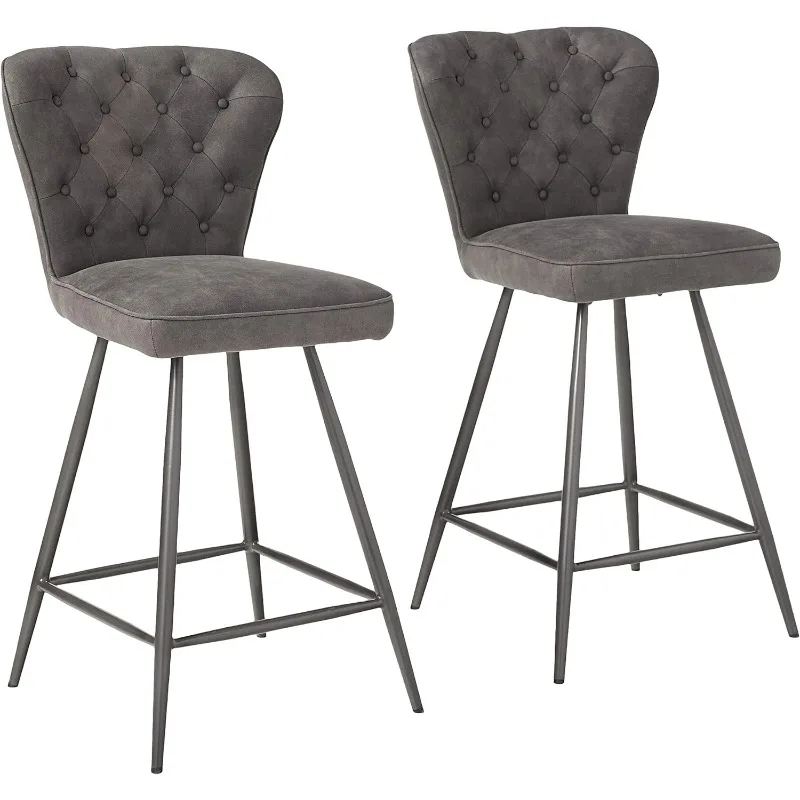 

Modern Tufted Swivel Counter Stool,Crafted of Steel and Upholstered in A PU Fabric