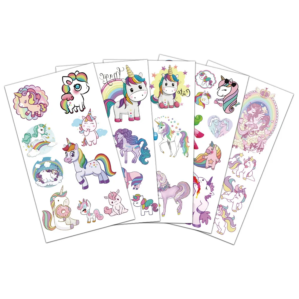

10 шт. наклейки для татуировок с единорогом, милые и изысканные детские защитные водные наклейки, водонепроницаемые наклейки на руку, лицо, головы