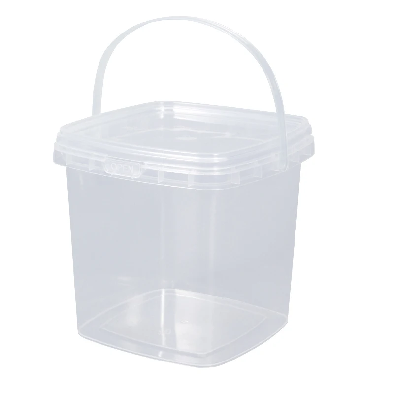 10 Pcs 280ML-2L Clear  Empty Plastic Bucket With Lid Food Grade Square Storage Container For Food Liquid Cream Seal