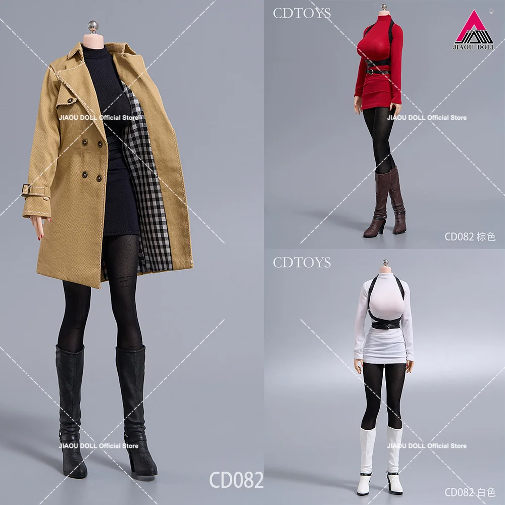 

cdtoys cd080 cd082 1/6 Female Fashionable Windbreaker Dress Leggings Shoes Shoulder Straps Model For 12'' Soldier Action Figure