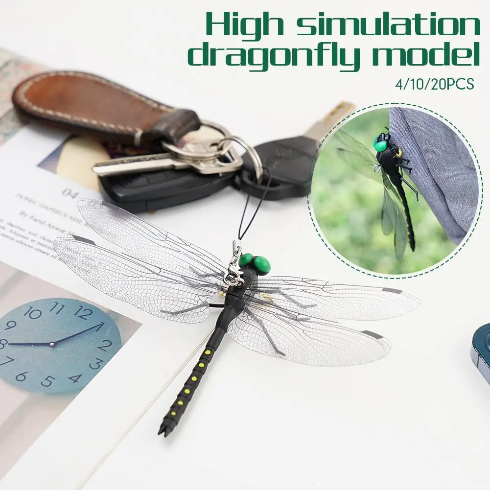 4/10/20pcs Mosquito Repellent Simulation Big Dragonfly Insertion Rod Dragonfly Mosquito Repellent God Model Toy Wing Length 14cm