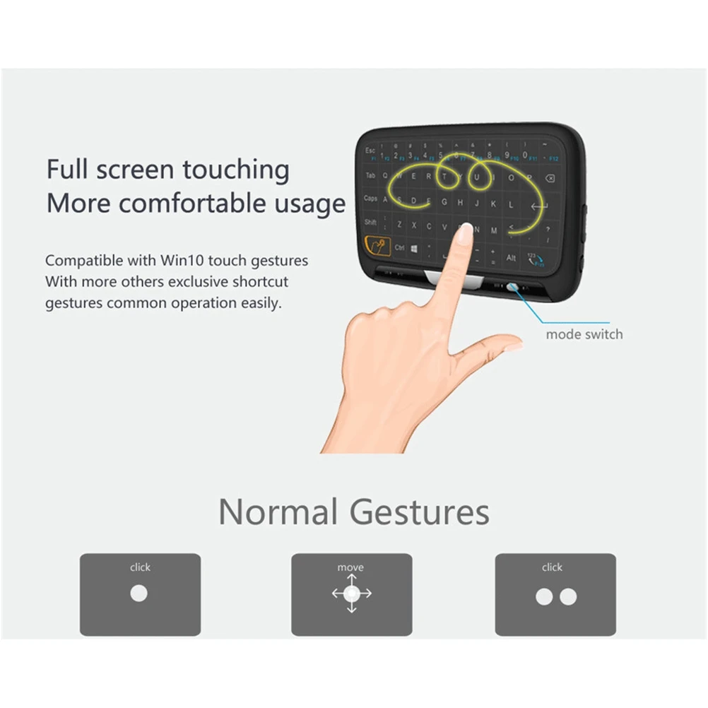 

H18 2.4GHz Wireless Touchpad QWERTY Keyboard Full Touch Screen Keyboard Touch Pad with Backlight For Smart Box PC Xbox3 (H
