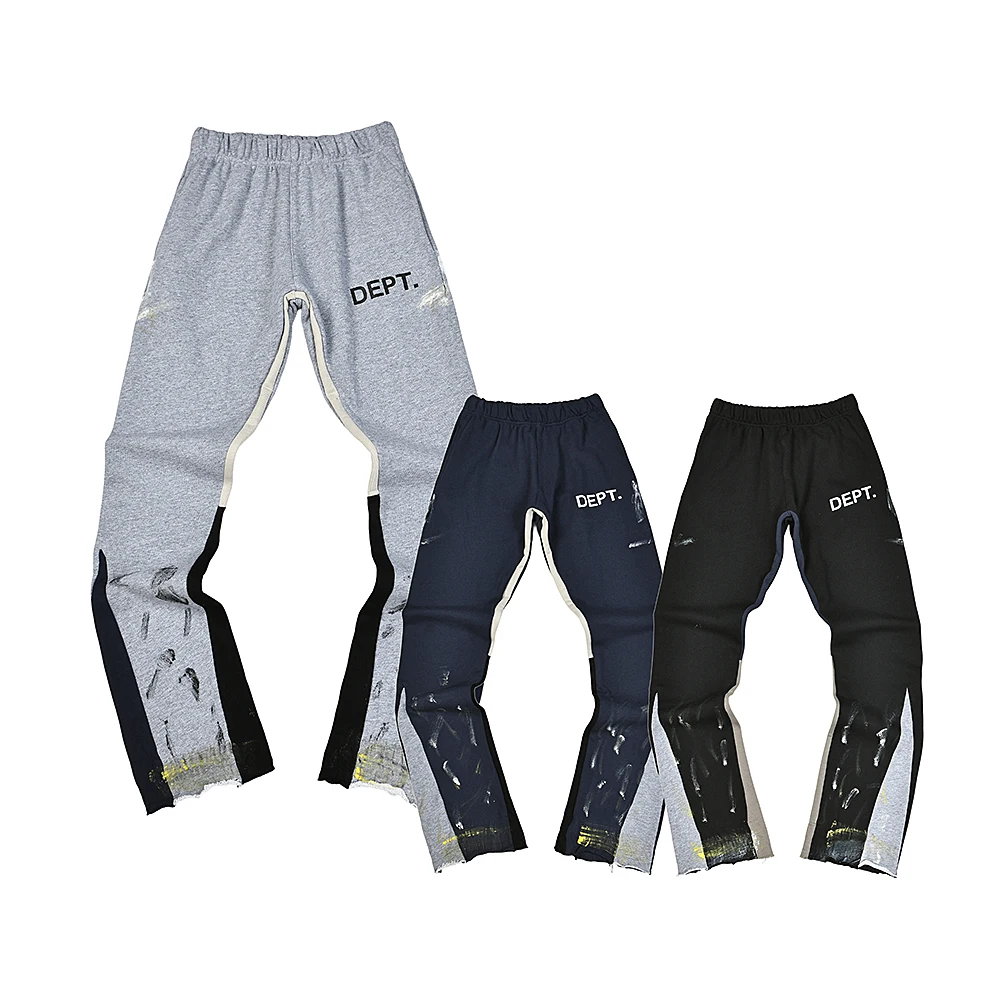 

Hand-Painted Splatter Dstring High Street Casual Pants Flared Long Trousers for Men Youth Faion Straight Leg Pants