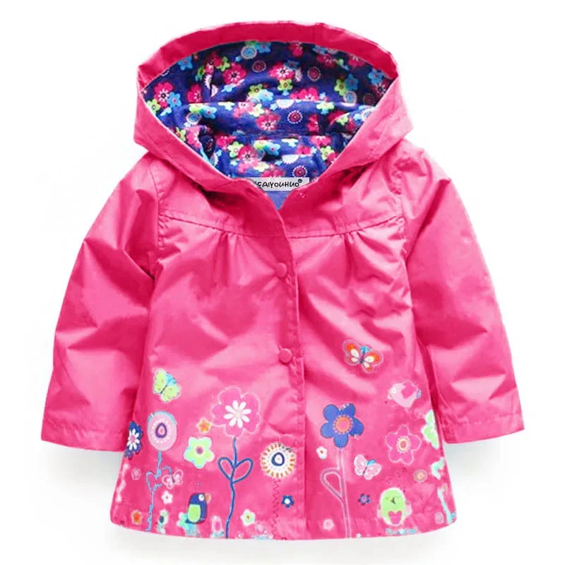 Primavera autunno ragazzi ragazze cappotto floreale manica lunga giacca antivento giacca a vento vestiti bambini giacca impermeabile con cappuccio