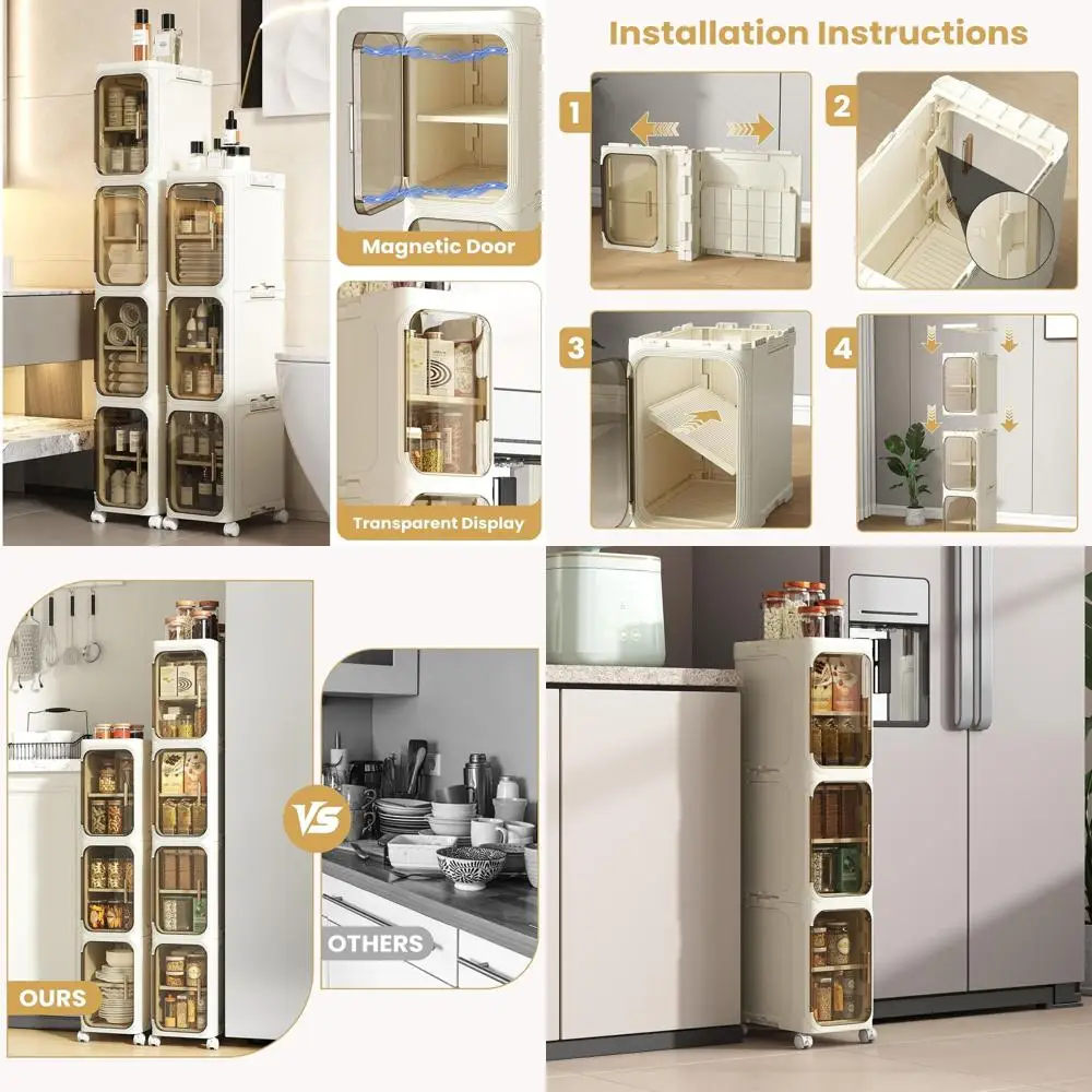 

Компактный 3-ярусный шкаф для хранения в ванной комнате с колесиками и держателем для туалетной бумаги, водонепроницаемый, идеально подходит для небольших помещений