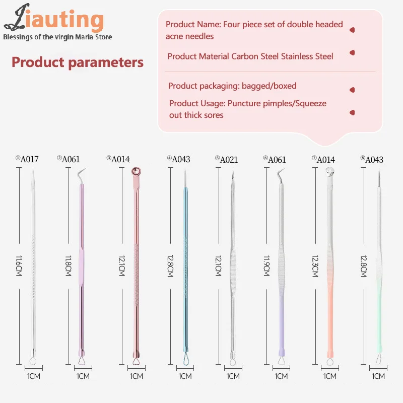 4 ชิ้น/เซ็ต Blackhead Remover เข็มสีสิวคุดคลิป Acn จุดสีดํา Beauty Salon Face Skin Care TOOL
