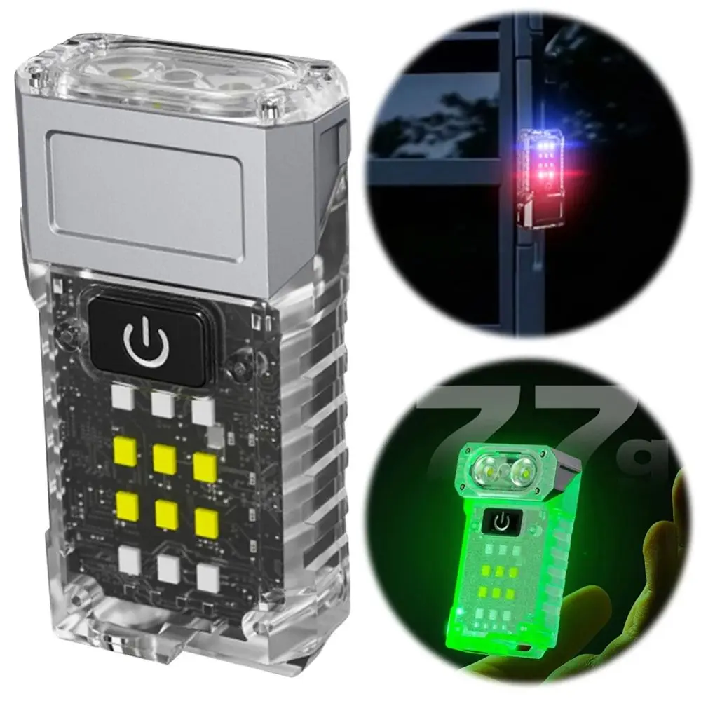 

Поворотный мини-фонарик-брелок, сверхъяркий, перезаряжаемый через USB, портативный рабочий фонарь, многофункциональный, с углом поворота 90 градусов