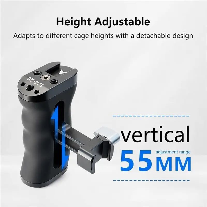 B50B-NATO Sliding Quick Release Cage Side Handle With Cold Shoe Mount For DSLR Cameras