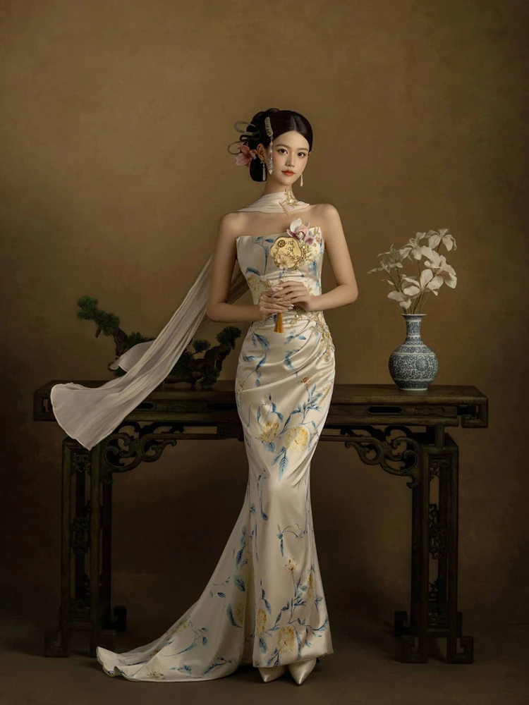 

Новое свадебное платье в китайском стиле 2026 года для фотосессий, ретро-костюм в национальном стиле для портретной фотографии, одежда для женщин