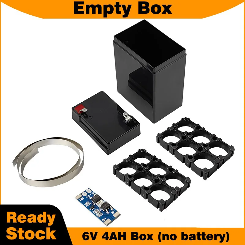 6V 4AH Empty Battery Box for 6V DIY Battery Pack Can Hold 6Pcs 18650 Lithium Battery Cell Plastic Battery Case with BMS with Nic