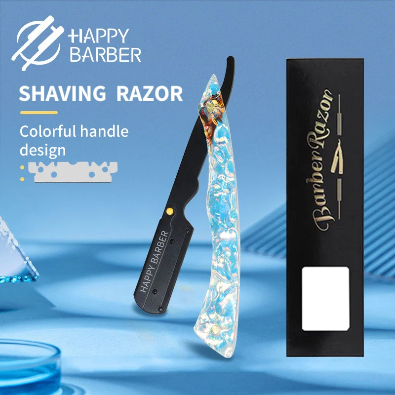 

Happy Barber Razor For Shaving Men Colorful Classic Shaving Knife Facial Razor Professional Hairdresser Barber Accessories