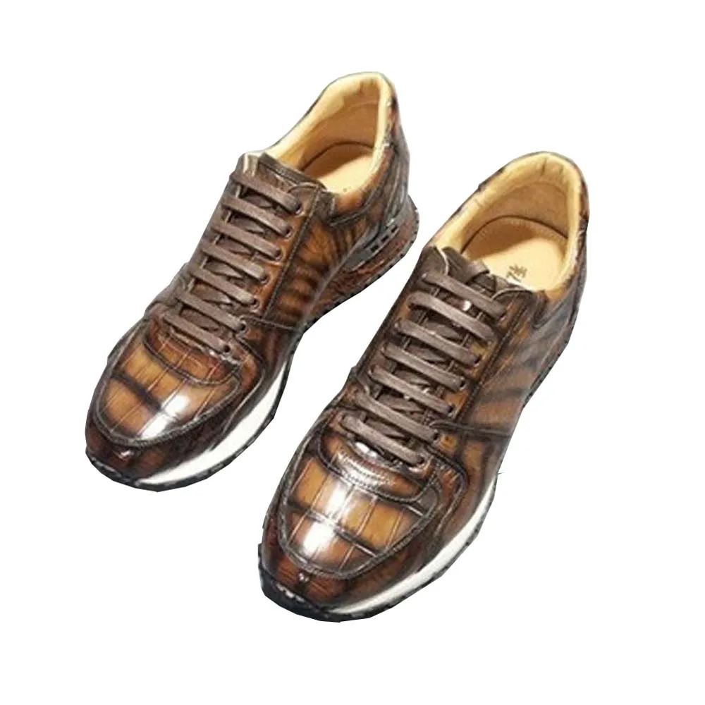 leimanxiniu new arrival men crocodile leather shoes male crocodile shoes casual shoes leisure shoes for man brush color