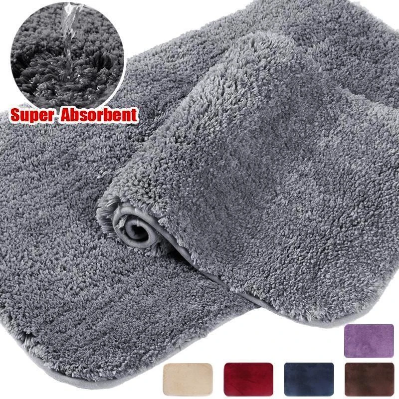 

Bathroom Rug Non Slip Bath Mat For Bathroom,Water Absorbent Soft Microfiber Shaggy Bathroom Mat Machine Washable Bath Rug