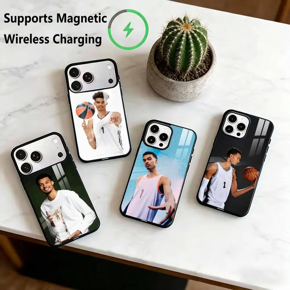 

Basketball Sports Victor Wembanyama Phone Case For iPhone17,16,15,14,13,12,11 Plus,Pro Supports Magnetic Wireless Charging