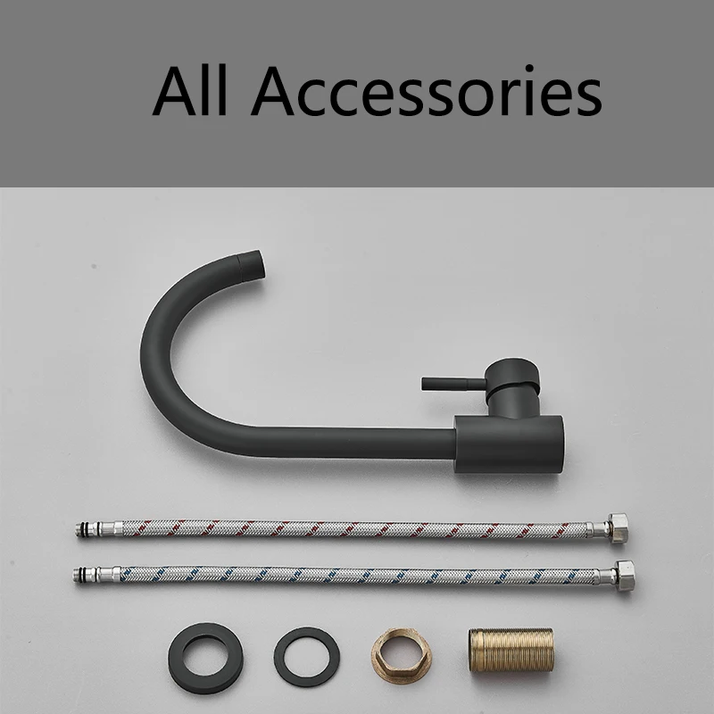 Rubinetto da cucina opaco in acciaio inossidabile Lavelli da ponte Rubinetto ad arco alto Girevole da 360 gradi Miscelatore acqua calda fredda