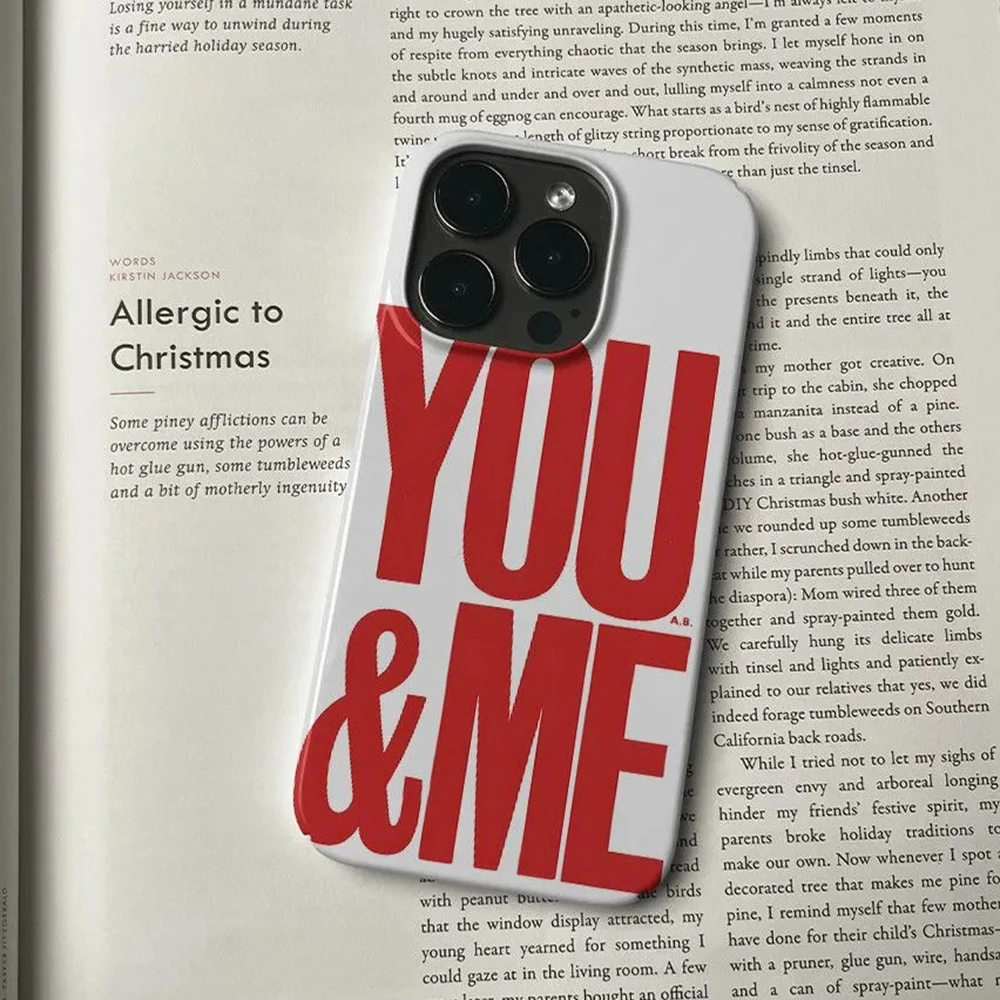 Moda de luxo vermelho inglês yo & me caso telefone para iphone 16 15 14 13 12 11 pro max xs xr xsmax 8 plus filme brilhante duro pc capa