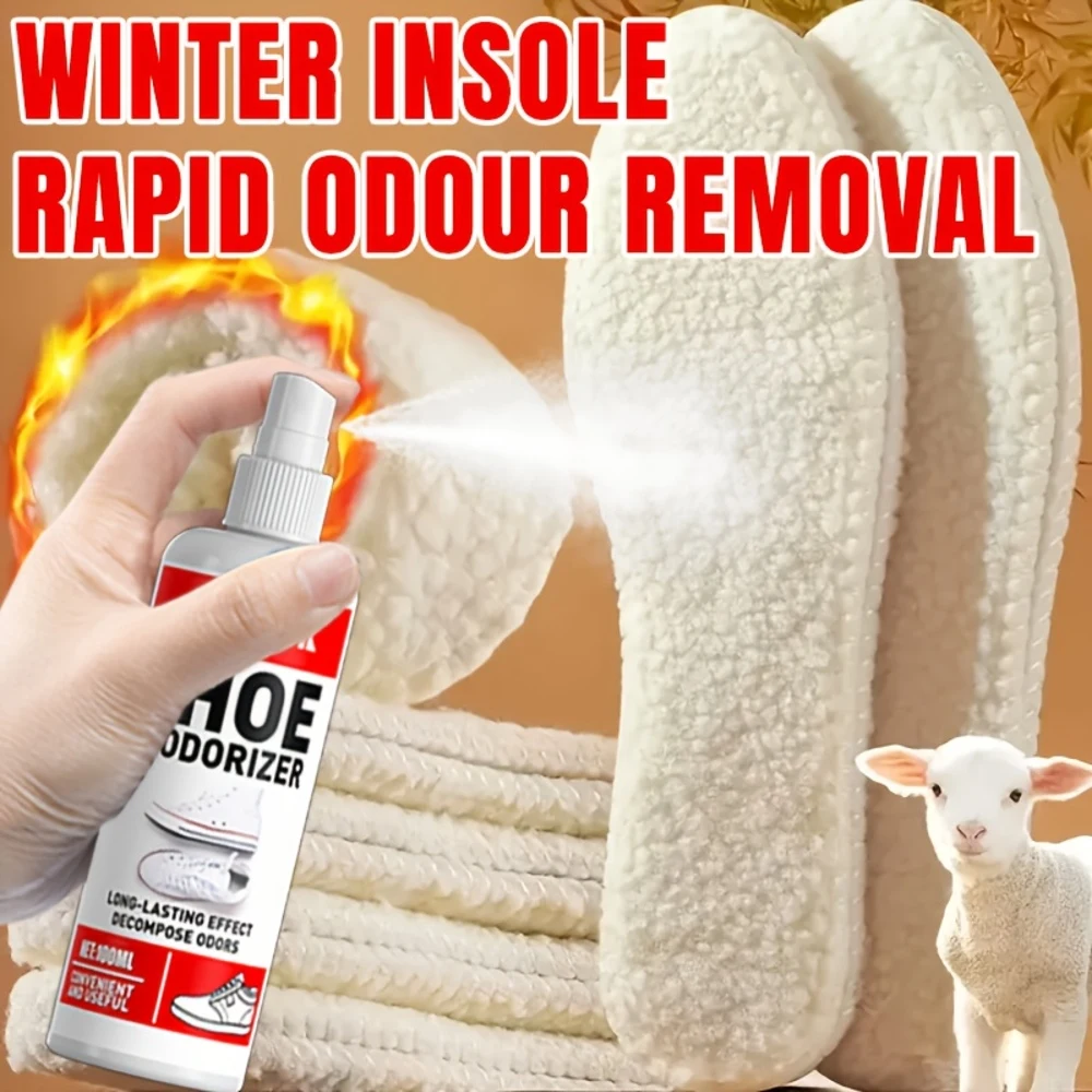 بخاخ مزيل الروائح الكريهة متعدد الوظائف - مزيل الروائح الكريهة لوسادة الأحذية الشتوية، مزيل الروائح الكريهة الاحترافي لمنصات أحذية الثلوج الشتوية الناعمة، حذاء مجاني