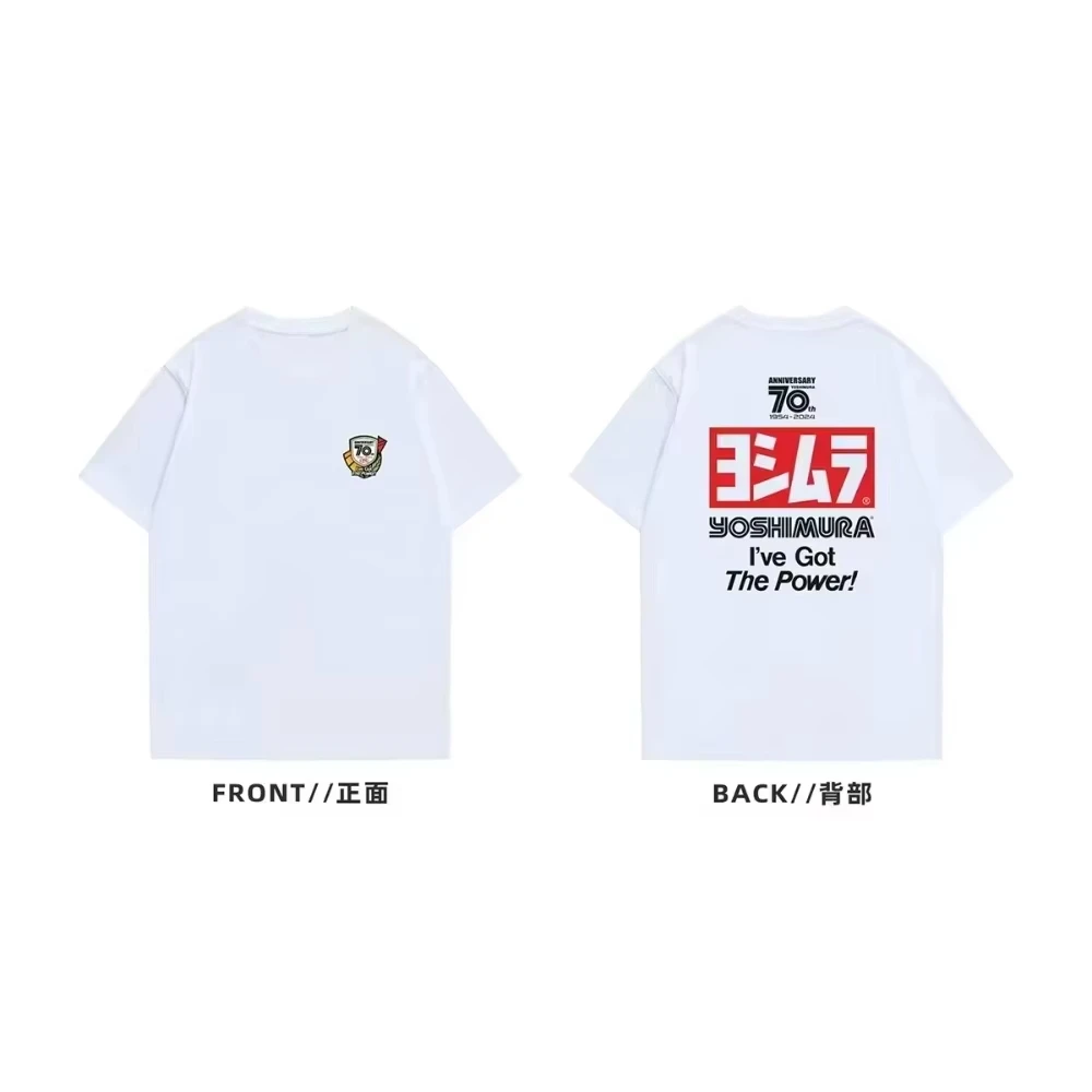 Yoshimura Auspuff 70. Jubiläum Motorrad Modifiziertes Bedrucktes T-Shirt für Männer und Frauen Baumwoll-T-Shirt Herren-T-Shirt 2026 Sommer Neu Y2K – Detail 6