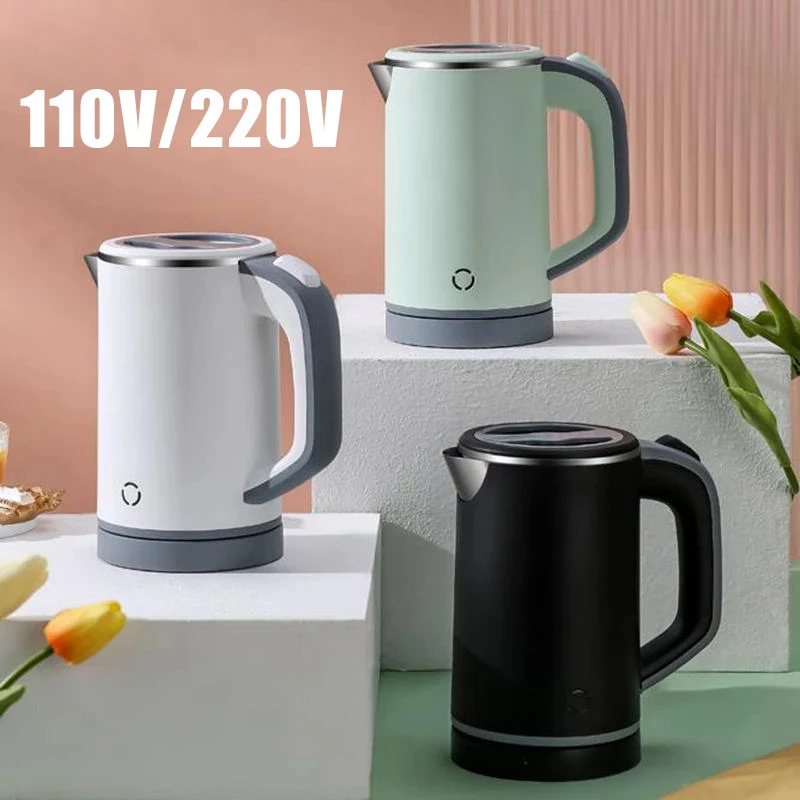 110V/220V Electric Kettle Fast Heating Water Boiler Kettle Tea Pot Stainless Steel Liner Tea Maker Anti-overheat 0.8L