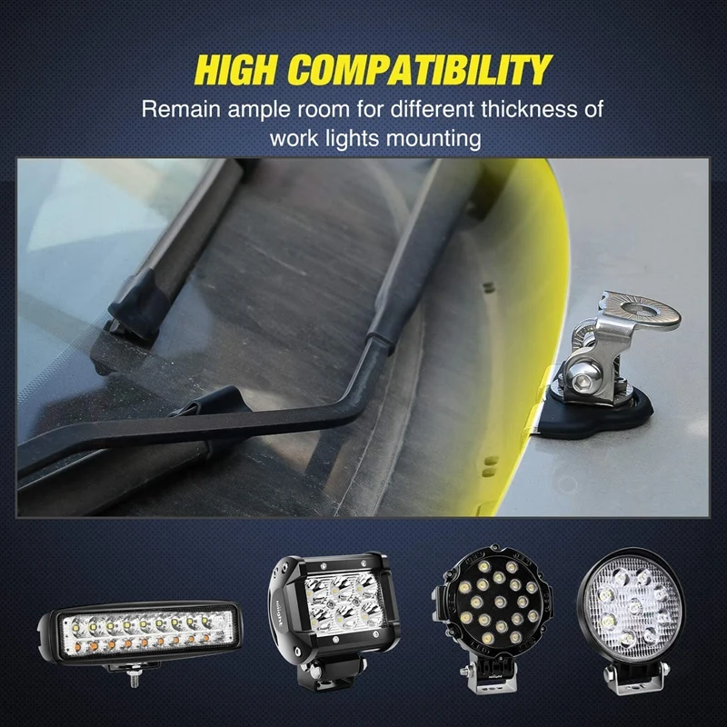 Universal Adjustable Pillar Hood Led Work Light Mount Bracket For Off Road Jeep Truck SUV