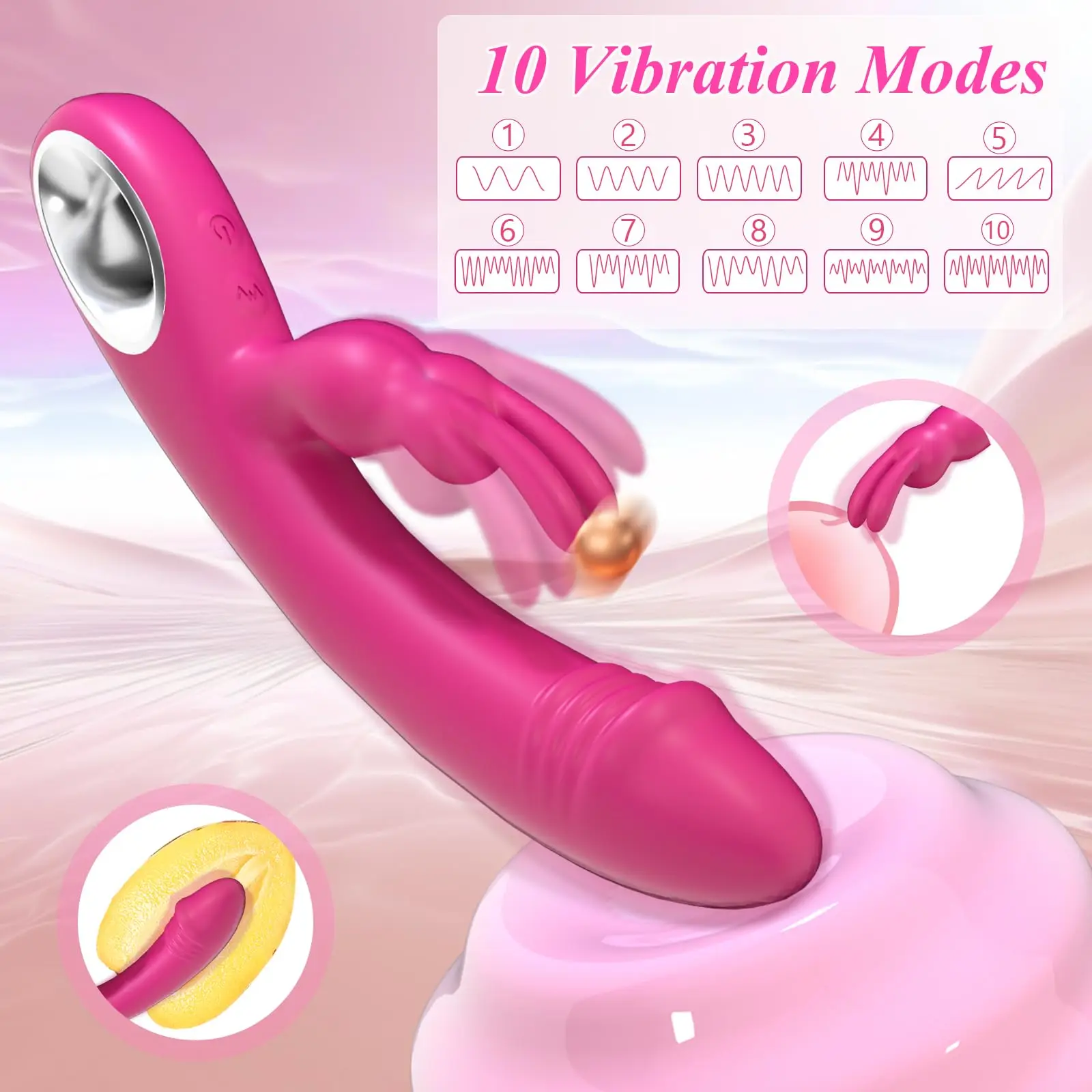 Rabbit G Spot Clitoral Vibrator Dildos, Clitoral Vibrator with 10 Vibration Modes, Realistic Silicone Dildos, Lady Couple Water