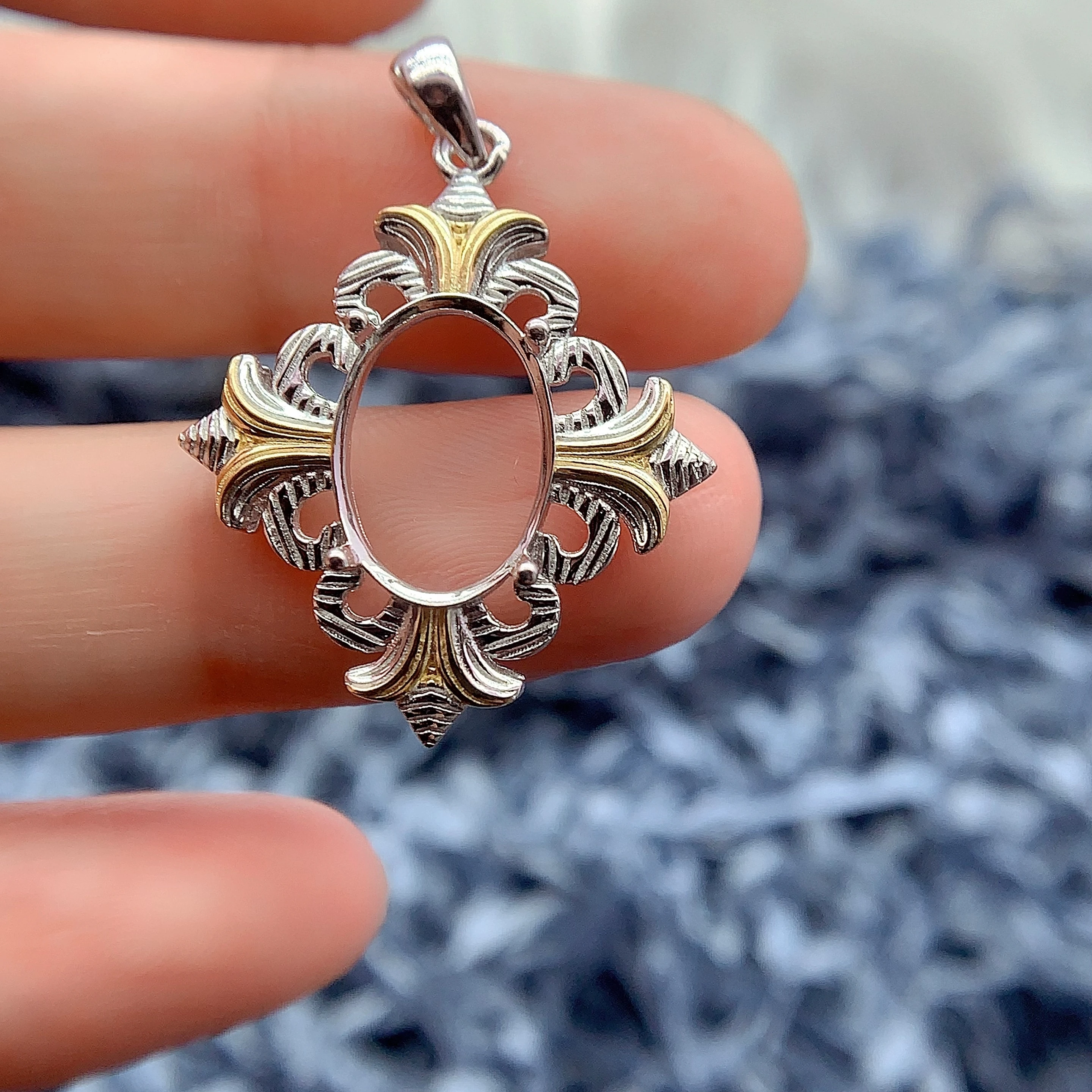 

MeiBaPJ Inlay Oval 10*14mm S925 Sterling Silver Exquisite DIY Pendant Setting Women Versatile Trend Fine Charm Jewelry Wholesale