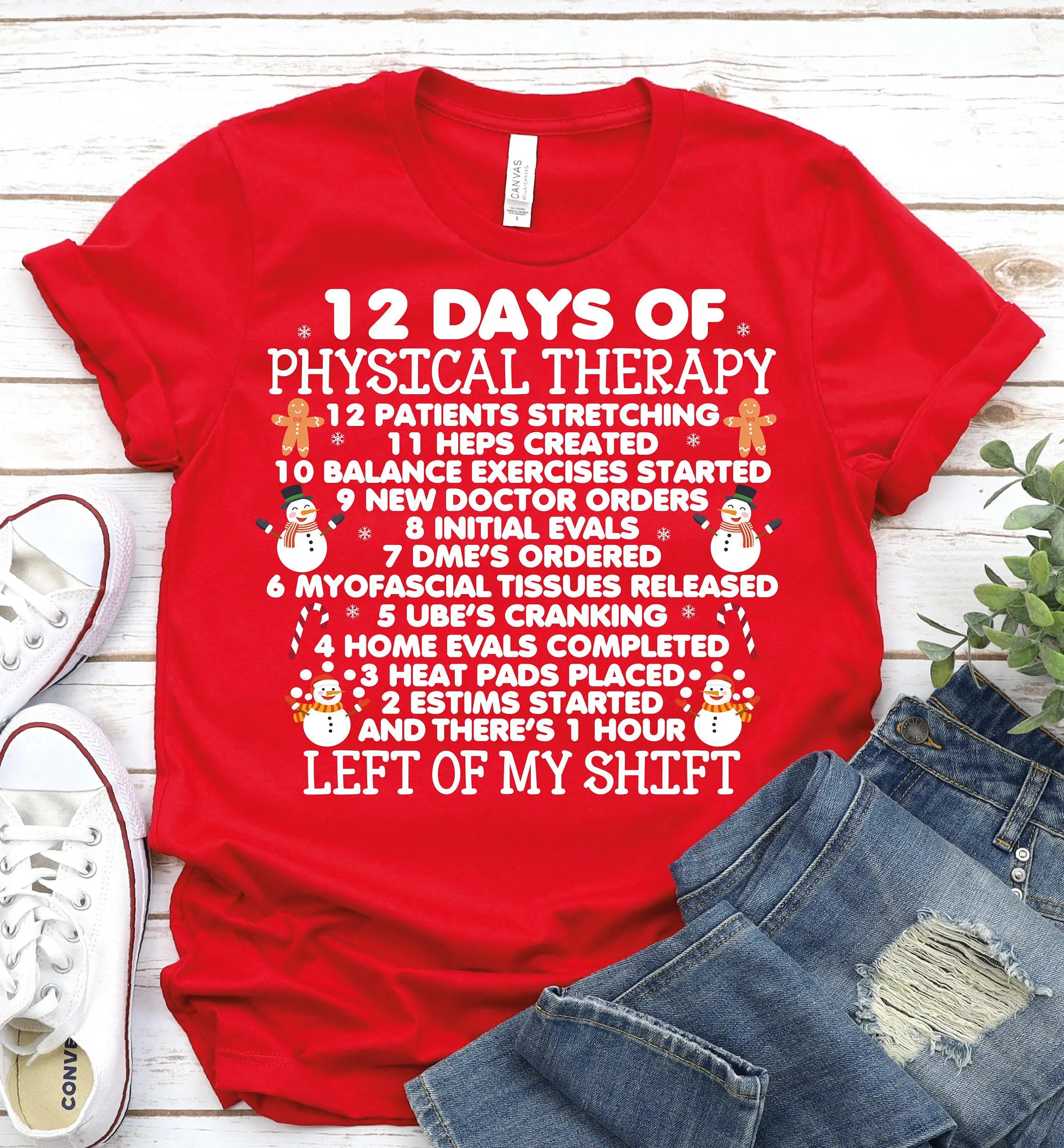 Christmas Physical Therapist T Shirt Pt Pta Therapy