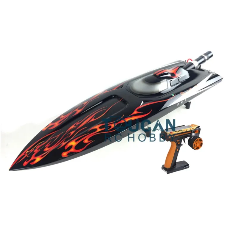 

G30D ARTR-RC Fiberglass RC Monohull Boat 30CC Engine RadioSys Black with RED Flames THZH0070