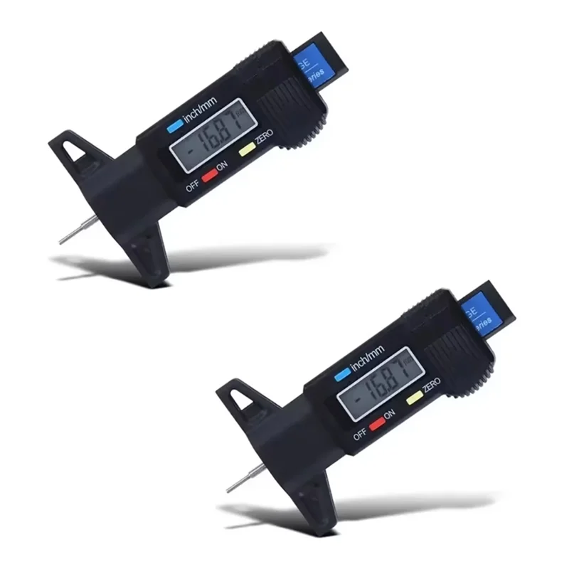 

NEW-Tire Tread Gauge LCD 2Pcs Depth Gauge Tread Measurement Tool For Car 0-25Mm Caliper Repair Detection Accessories