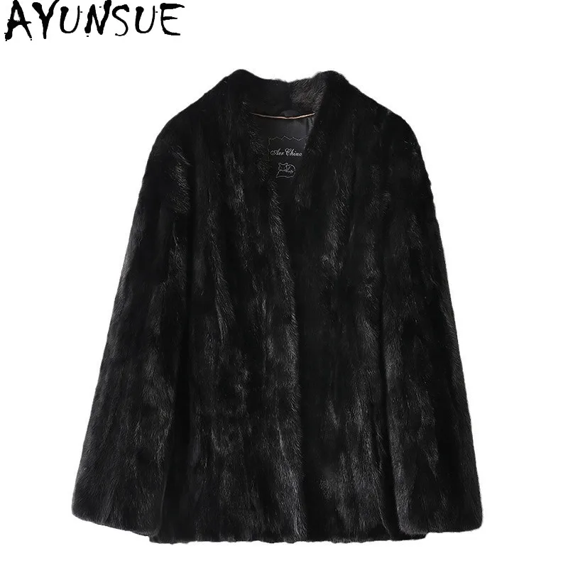 

AYUNSUE Luxury Mink Fur Coat Women Real Fur Coats V-neck New in Outerwears Winter Jackets Womens Clothing 2025 Шуба Женская