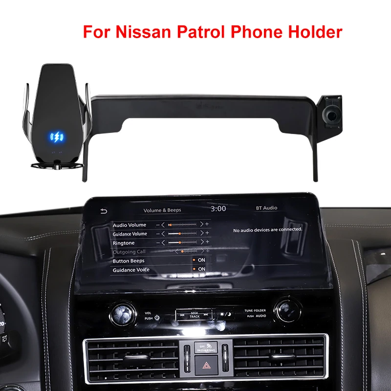 

For Nissan Patrol 2023 2024 Car Mobile Phone Holder Fix L/RHD Screen Bracket Wireless Charging Smartphone Stand Accessory