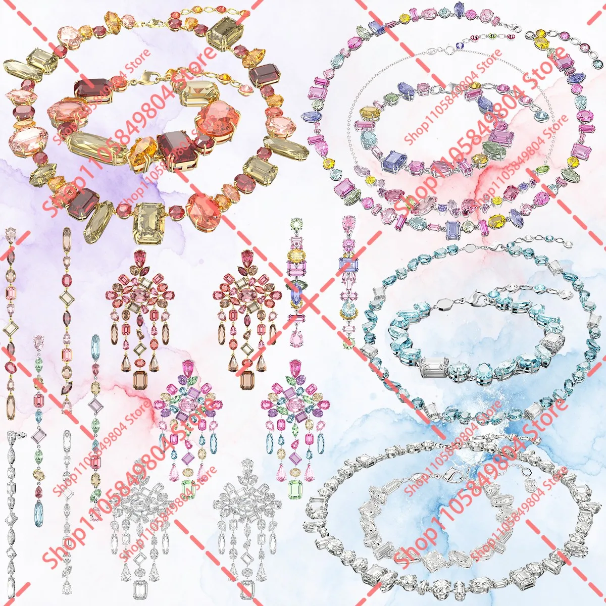 Sparkly Mixed Gem Shape Jewelry Ladies Gift Set