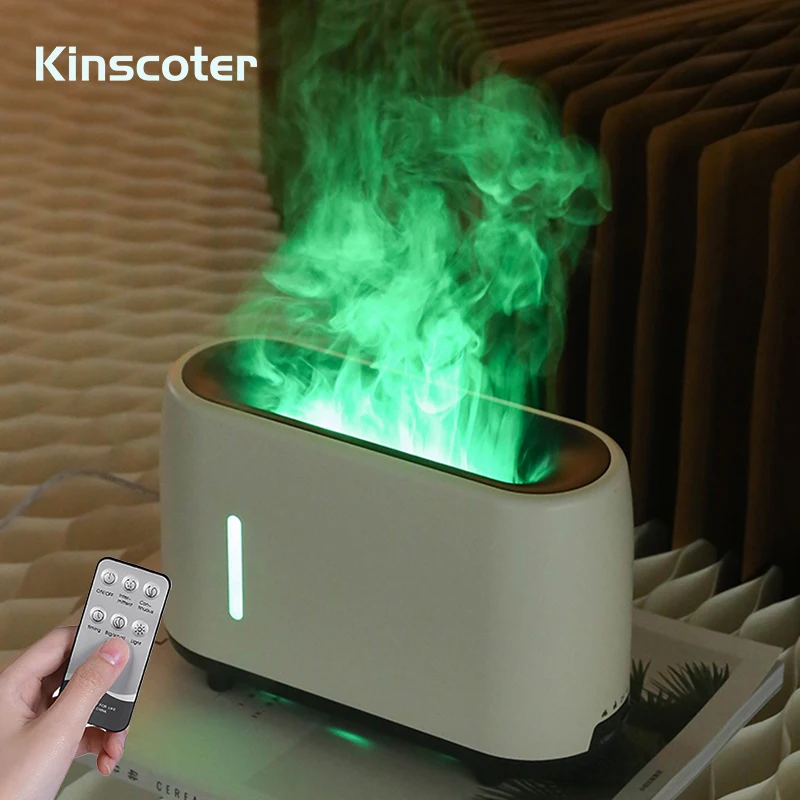 Kinscoter Remote Control Essential Oil Aroma Diffuser Flame Air Humidifier Electric Cool Gift 240ml Colorful Fire