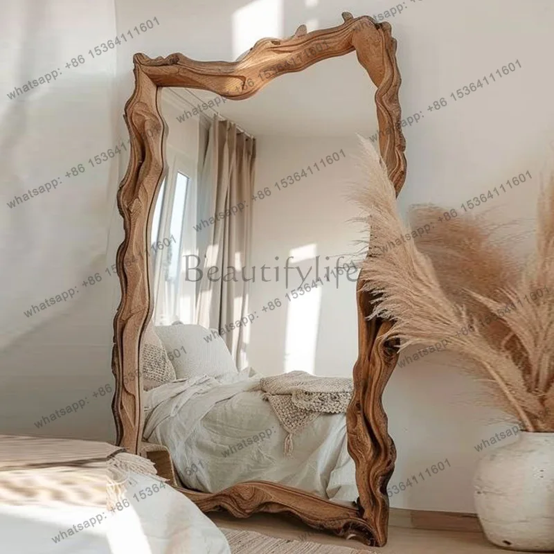 Medieval full-length mirror French retro full body against the wall household makeup special-shaped dressing mirror