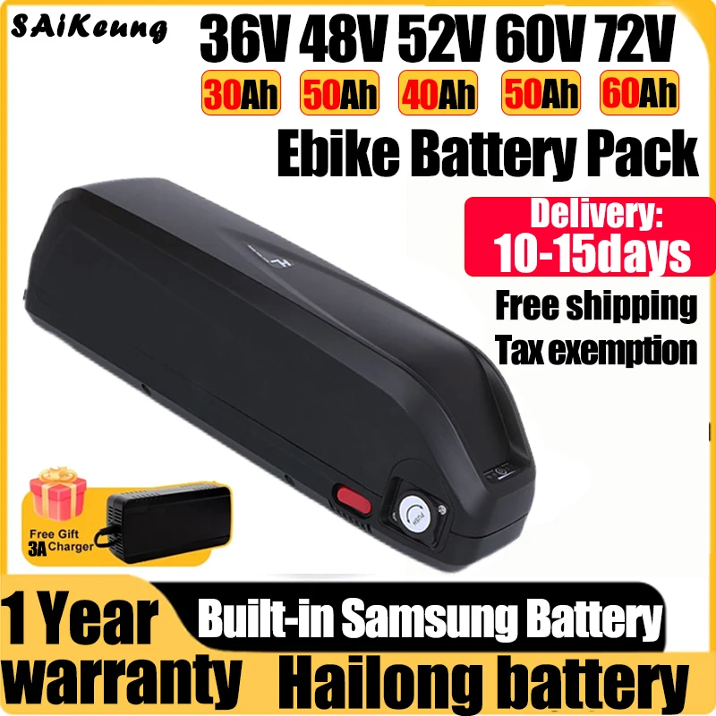 

Hailong 48v 36 52v 60v 72v Ebike Akku 20ah 25AH 30ah 40Ah 50AH 60Ah Lithium Battery Bafang Motor 750W 1500W 2000W 3000w Battery