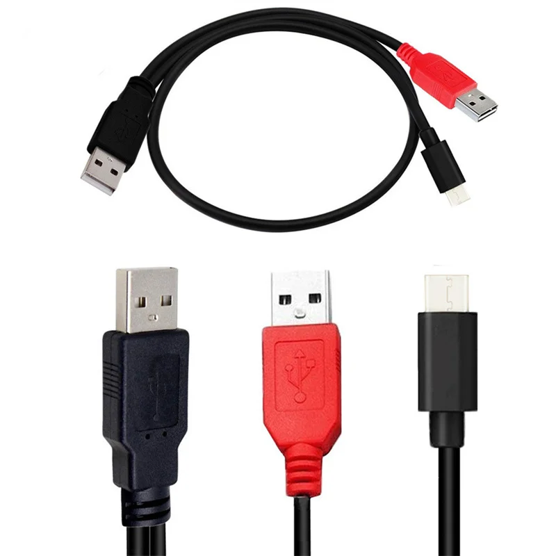 Type-C USB2.0  Android Phone Charging With Dual Head USB-C Connector Interface Split Into Two Dual Head Power Conversion Cable