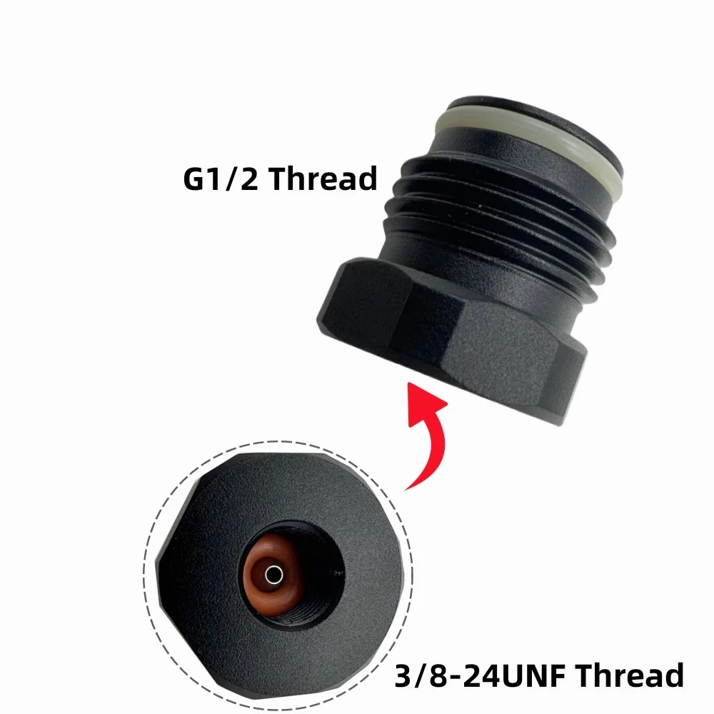 Nowa złączka CO2 3/8-24UNF wkład CO2 (12G/16G/25G) cylinder do standardowego gwintu zbiornika (G1/2-14) adapter konwertujący