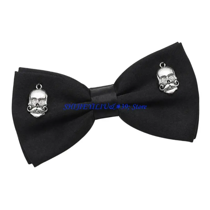 E21F Theme Day Costume Neckwear in Black for Men and Women, Holiday Party Bowtie with Lightweight Polyester Texture