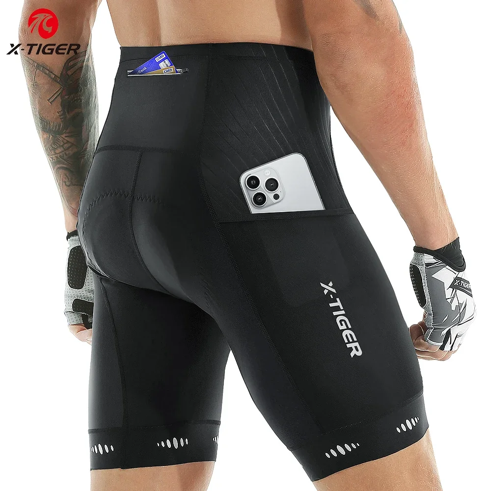 

X-TIGER Men's Cycling Shorts 5D Gel Padding MTB Mountain Road Bike Shorts Breathable Three Pocket Cycling Pants