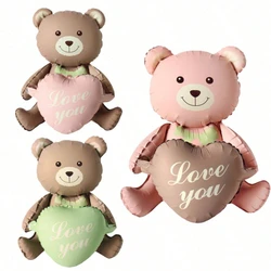Love Teddy Hugging 3D Bear Balloon Brown Pink Bear Balon Birthday Party Decoration Valentine Day Wedding Presentation Prop Favor