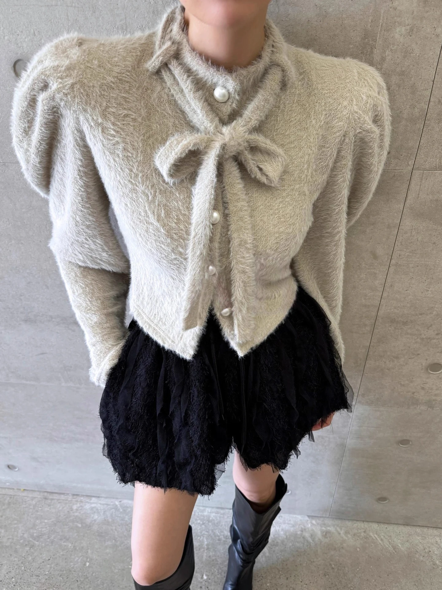 

Fashionable Plush Vest And Strap Set for Women Autumn 2025 New Arrival Bow Tie Short Outerwear Versatile Long Sleeve Stand Co...