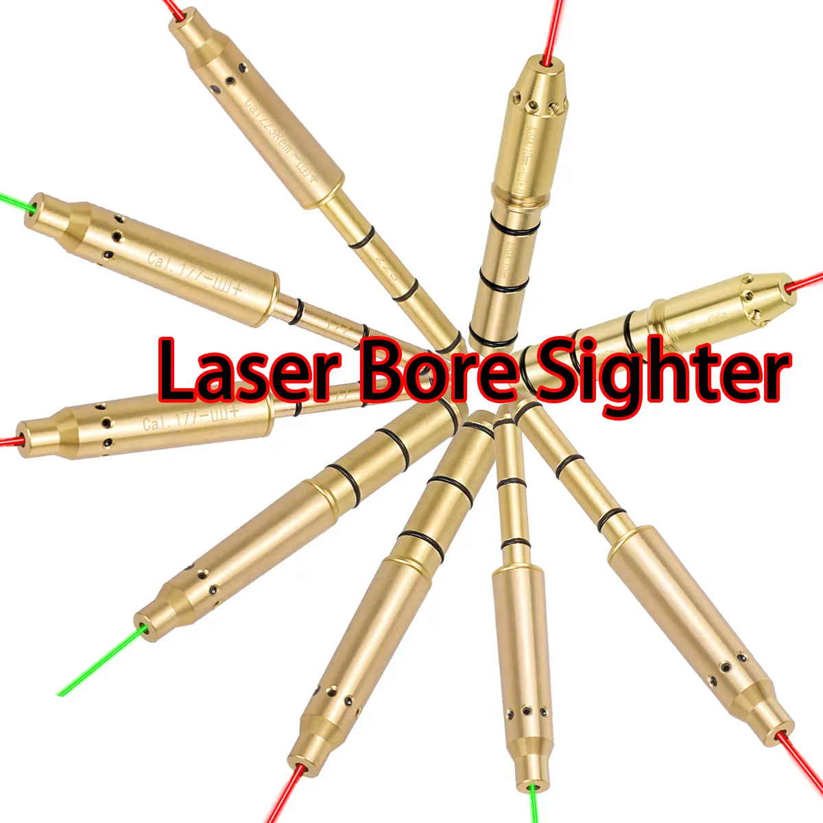 Multiple Caliber Laser Bore Sight Red Green Sighter with Battery Tactical Hunting 9mm 22LR .40 .308 30-30 30-06 .177 .25 6mm 7mm