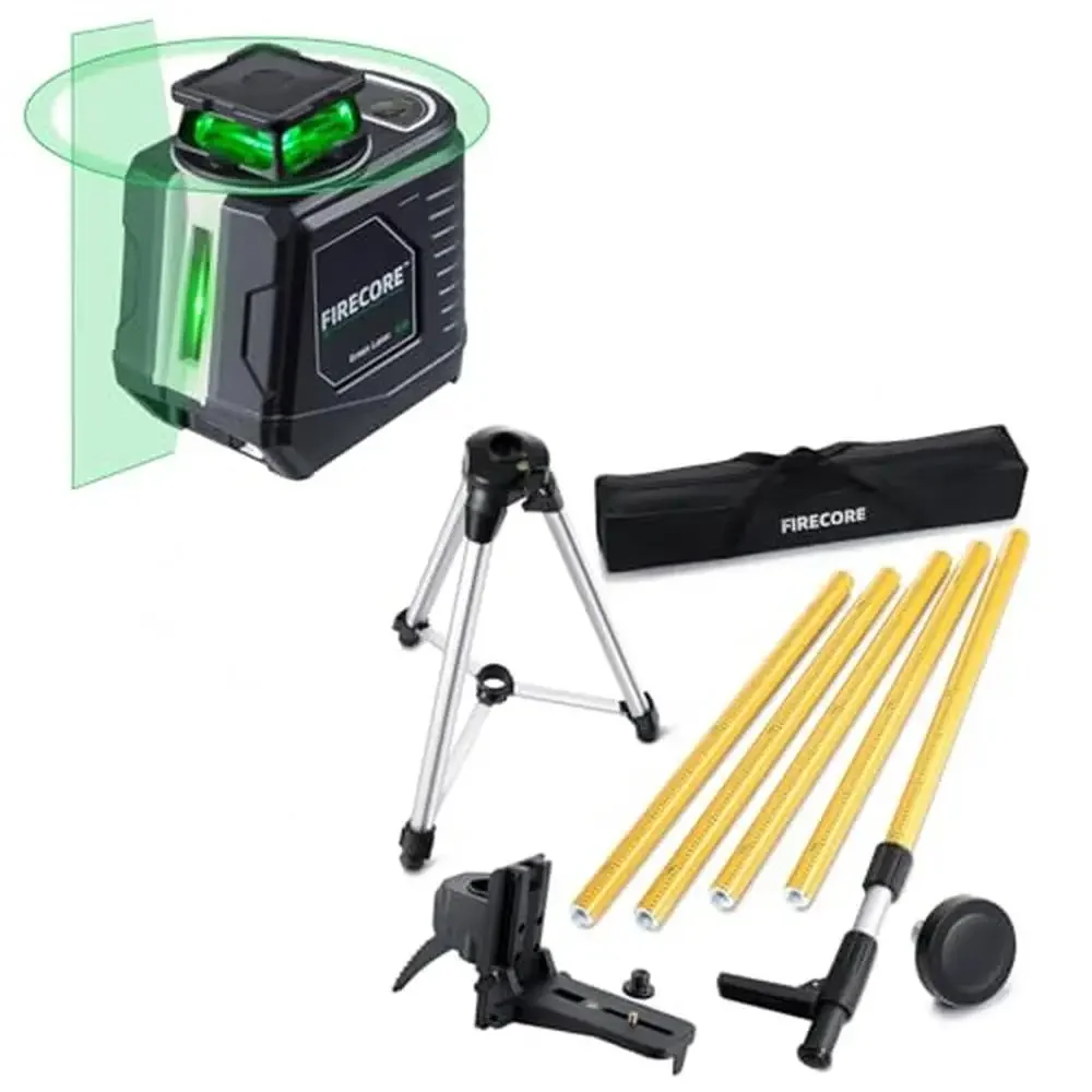 

360° Green Laser Level with 12ft Telescoping Pole Professional Laser Tool Indoor Projects Multifunctional Mounting Bracket