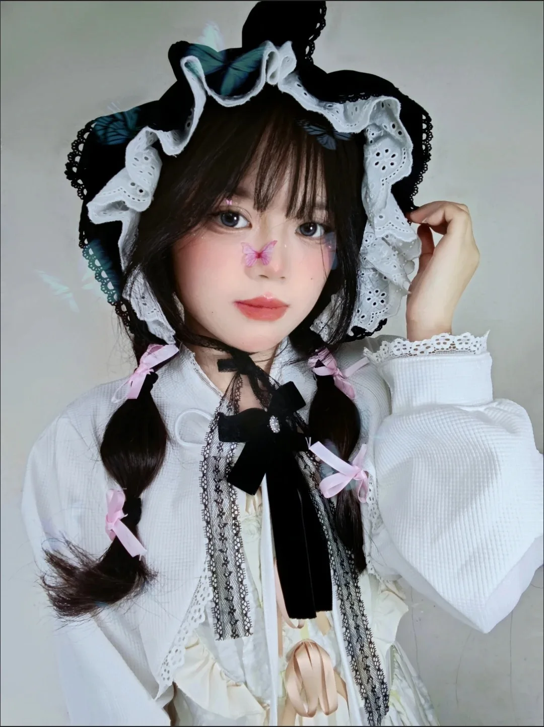 Lolita Rüschen Motorhaube Hut Mädchen Vintage Rüschen Maid Sua Cosplay Kostüm Zubehör Spitze Bogen Hut Für Frauen Geschenk Kürbis Kappe