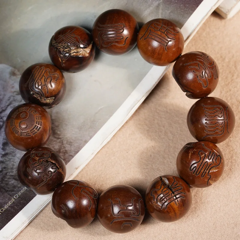 Natural Lightning Stricken Jujube Wood Buddhist Prayer Beads Bracelet for Men Women Meditation Handheld Beaded Strand Gifts