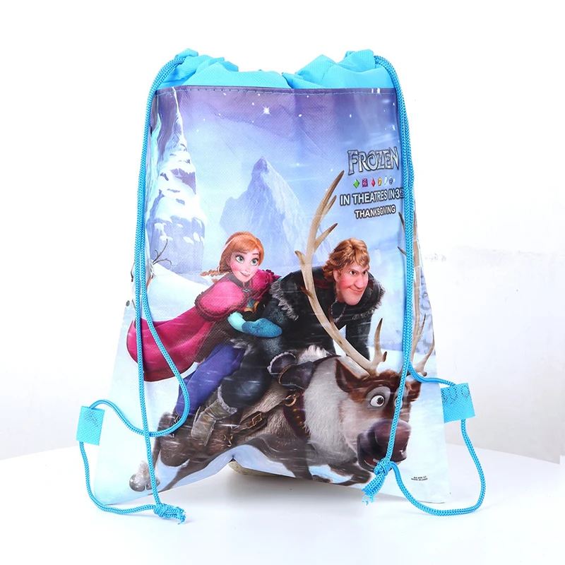 Disney Frozen Princess Bag Cute Princess Elsa Printed Cartoon Drawstring Backpack for Girls Double-Sided Sports Storage Bag Gift