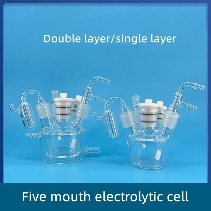 

Five port sealed electrolytic cell, redox experimental electrolytic cell. Single / double water bath electrolytic cell.