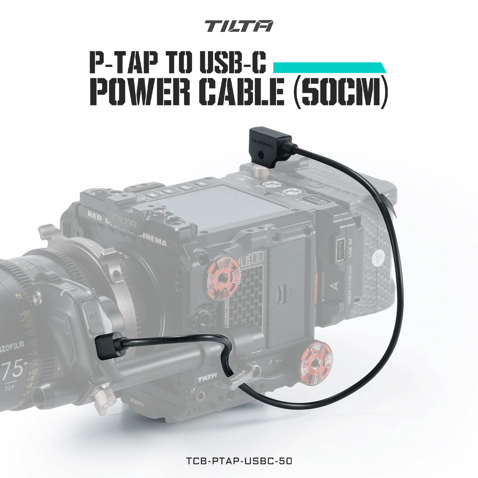 TILTA P-Tap to USB-C Power Cable  (50cm, Compatible with Nano II Motor only)  TCB-PTAP-USBC-50